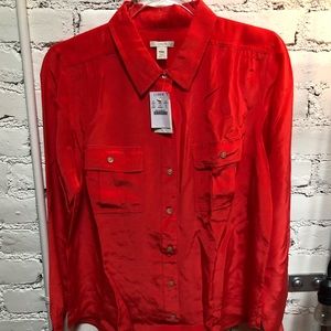 J Crew 100% silk blouse size 12 Holiday read